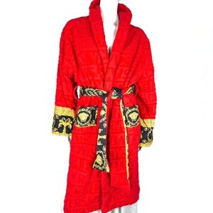 Versace Medusa heart Baroque Insignia Red Gold Black Printed Bath Robe